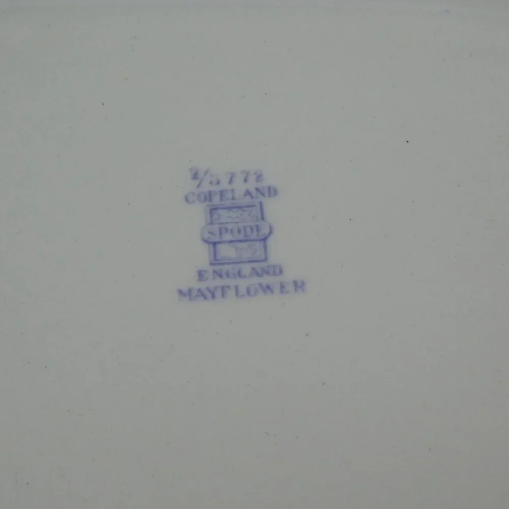 Spode Mayflower Fine China Old Backstamp 15" Oval Serving Platter England VTG - Picture 11 of 11
